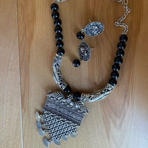 Indian-inspired Statement Necklace and Earring Set